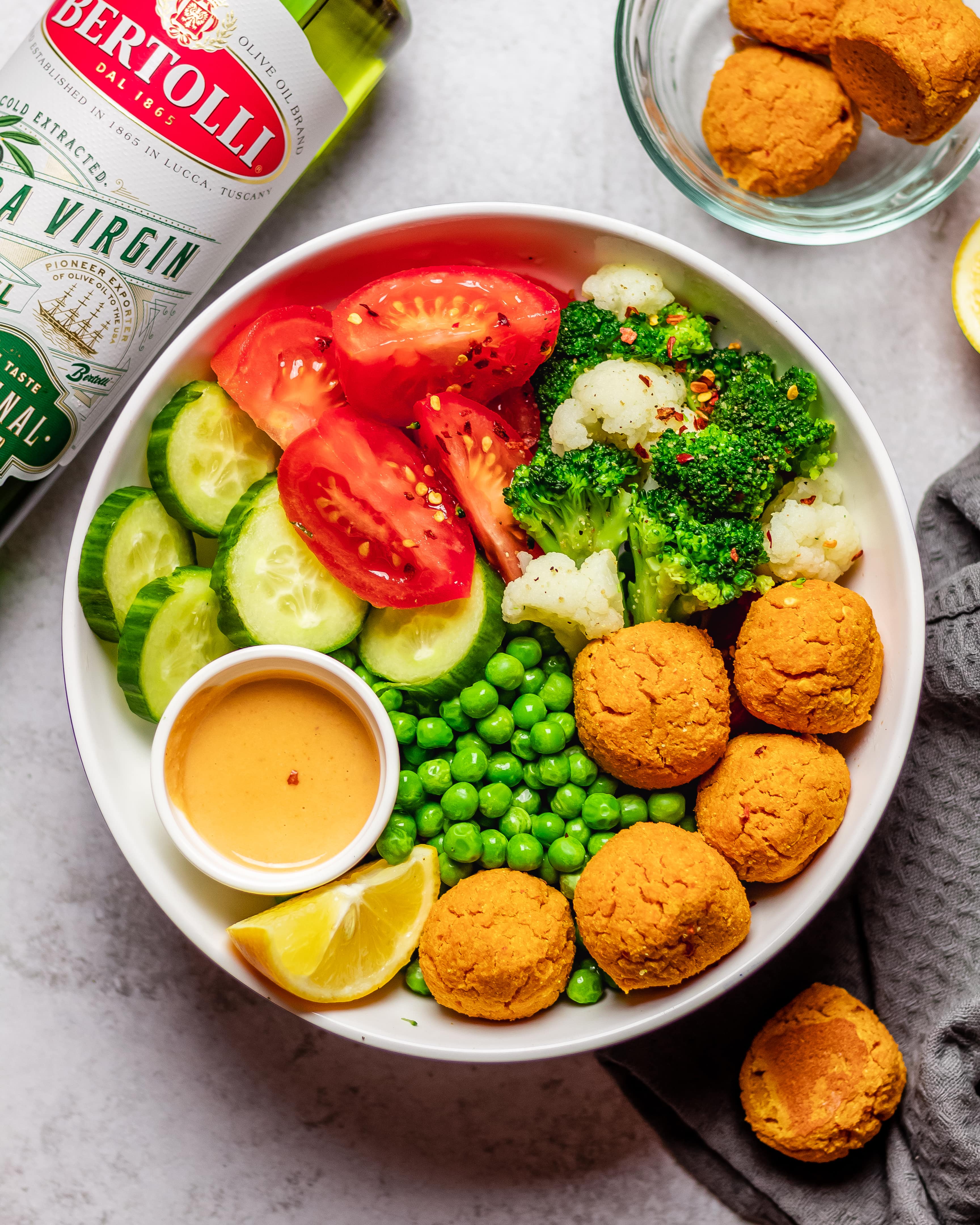 Falafel Buddha with quality Bertolli Olive Oil