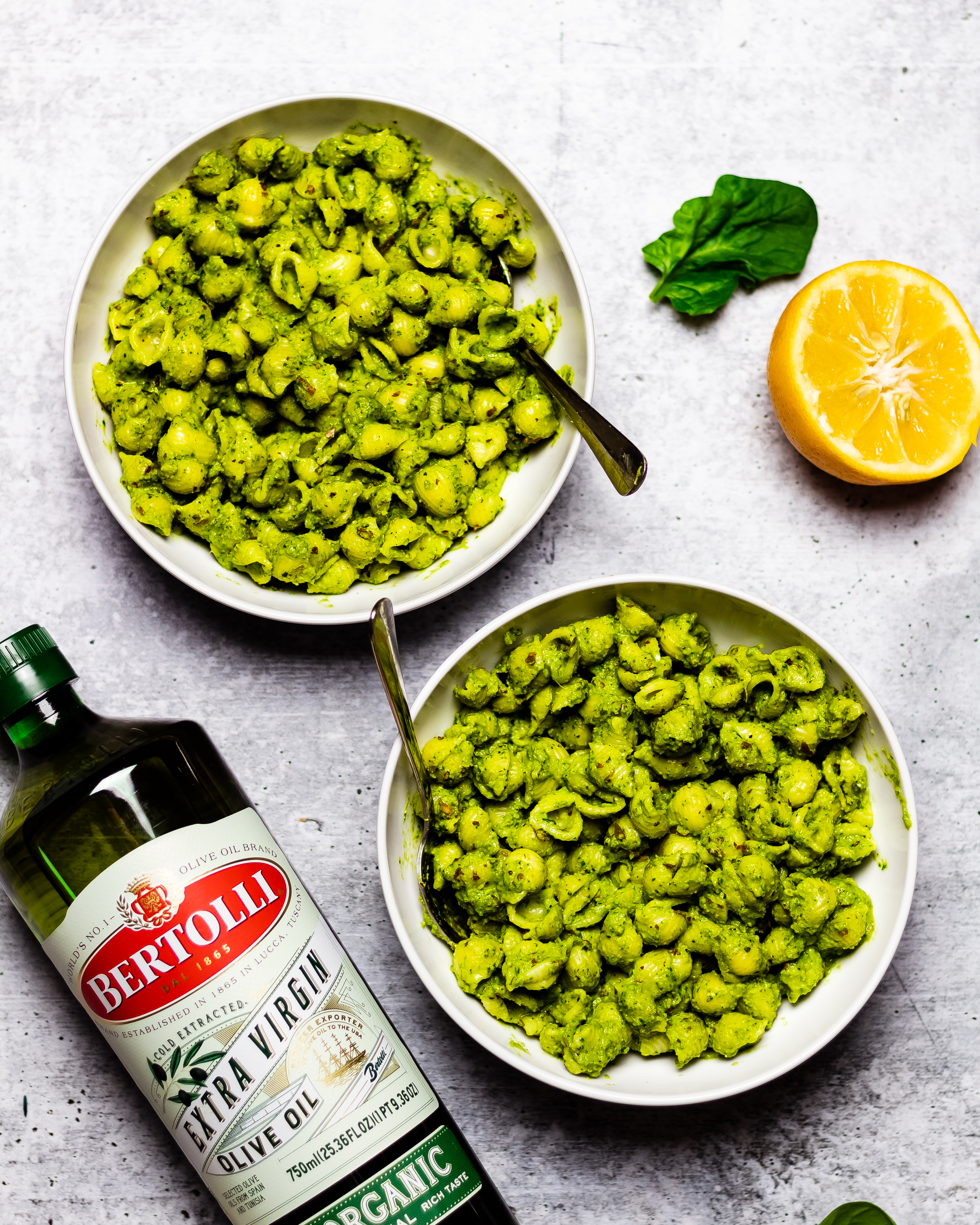 creamy pesto pasta with bertolli olive oil