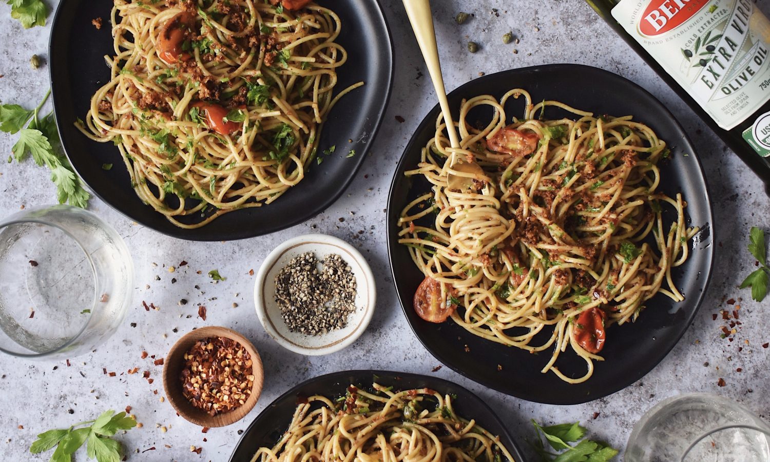 Garlic Anchovy Pasta with Bertolli Olive Oil