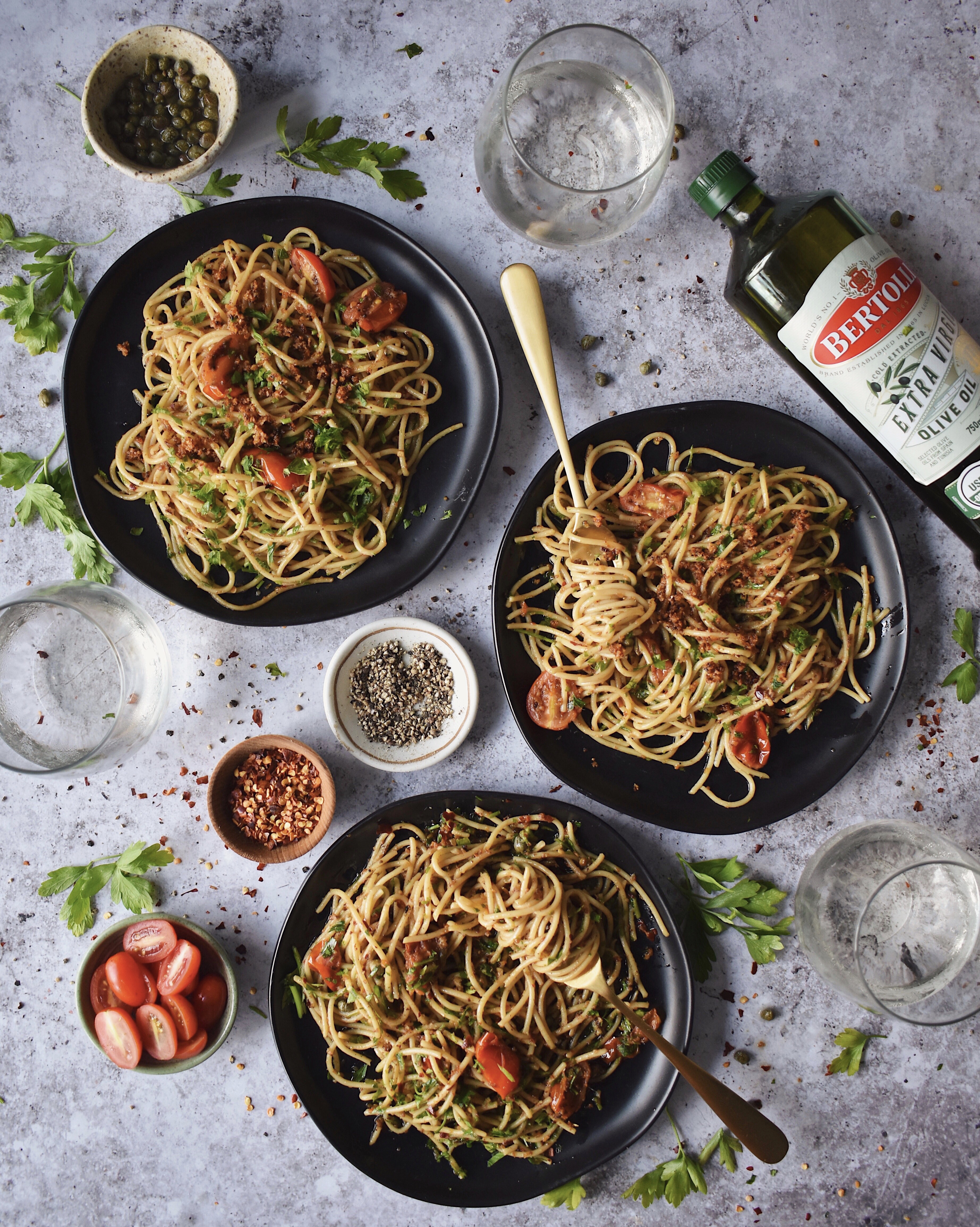 Garlic Anchovy Pasta with Bertolli Olive Oil