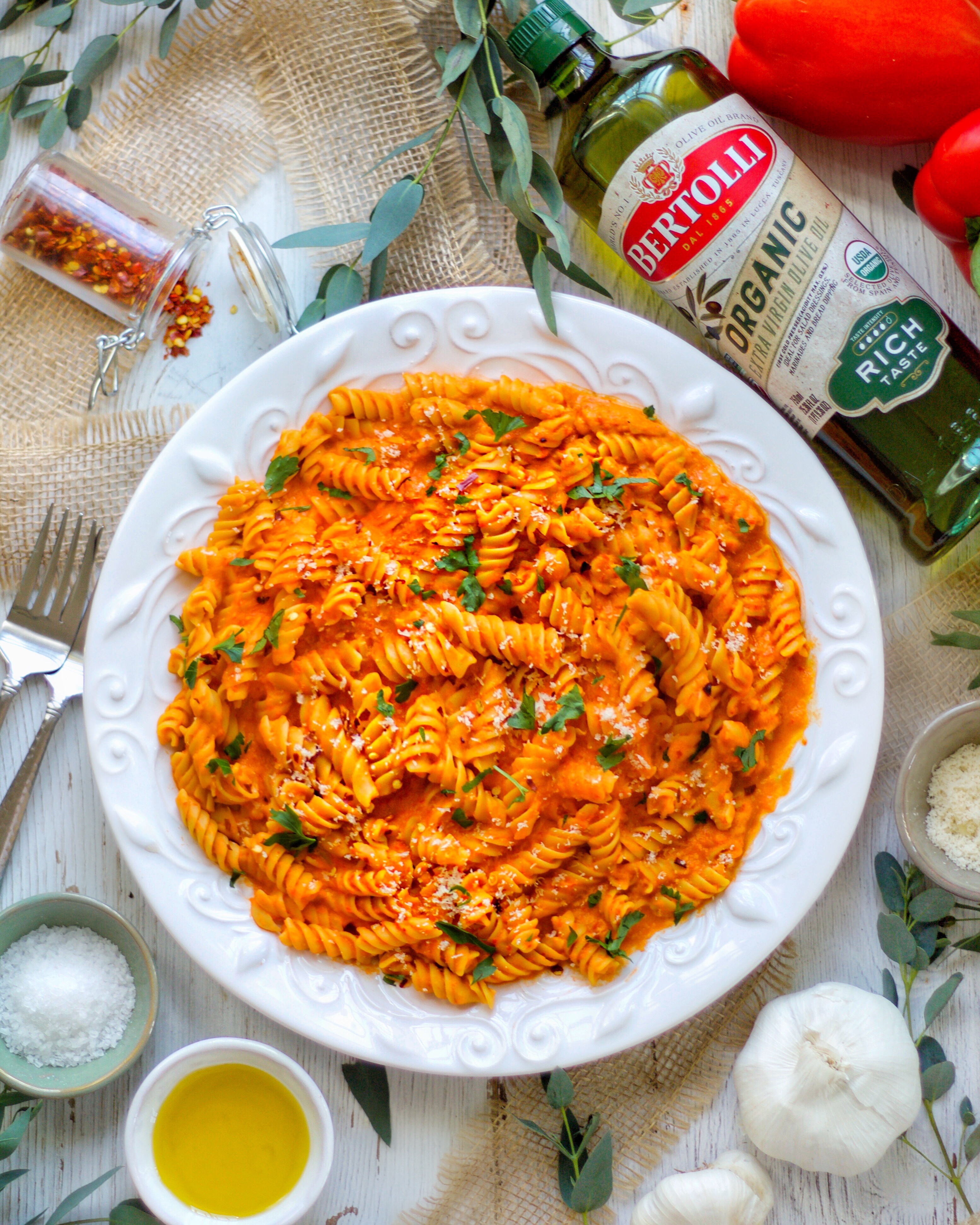 Roasted red pepper sauce and Pasta